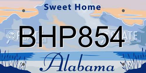 BHP854 Alabama License Plate