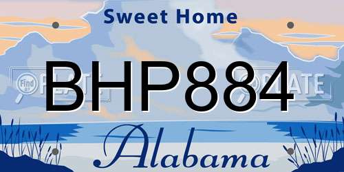 BHP884 Alabama License Plate