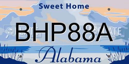 BHP88A Alabama License Plate