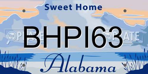 BHPI63 Alabama License Plate