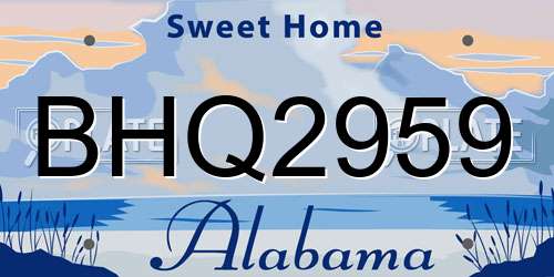 BHQ2959 Alabama License Plate