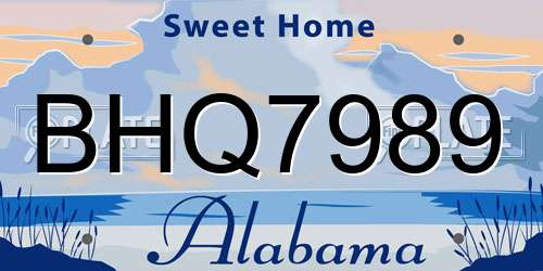 BHQ7989 Alabama License Plate
