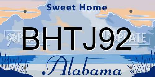 BHTJ92 Alabama License Plate