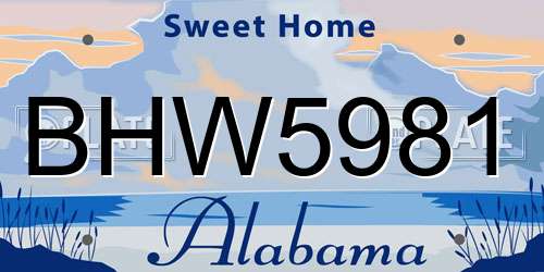 BHW5981 Alabama License Plate