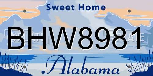 BHW8981 Alabama License Plate