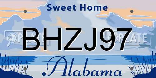 BHZJ97 Alabama License Plate