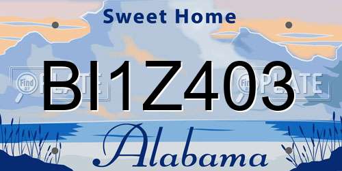 BI1Z403 Alabama License Plate