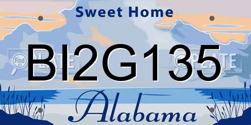 BI2G135 Alabama License Plate