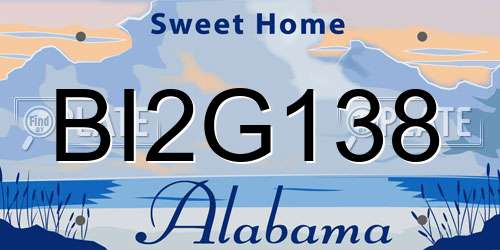 BI2G138 Alabama License Plate