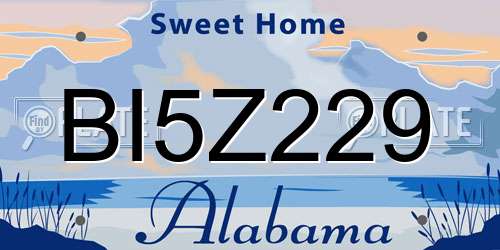 BI5Z229 Alabama License Plate