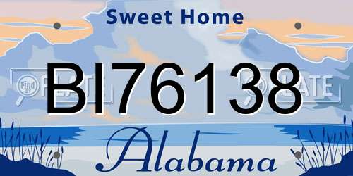 BI76138 Alabama License Plate