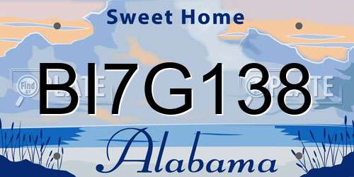BI7G138 Alabama License Plate