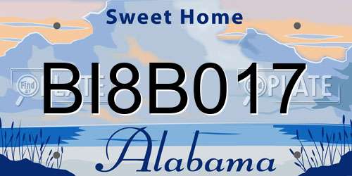 BI8B017 Alabama License Plate
