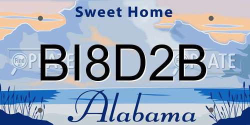 BI8D2B Alabama License Plate