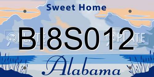 BI8S012 Alabama License Plate