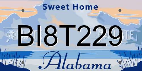 BI8T229 Alabama License Plate