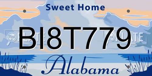 BI8T779 Alabama License Plate