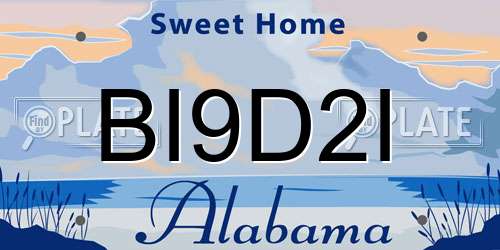 BI9D2I Alabama License Plate