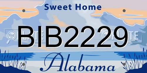 BIB2229 Alabama License Plate