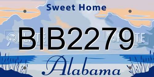 BIB2279 Alabama License Plate