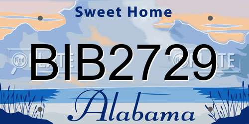 BIB2729 Alabama License Plate