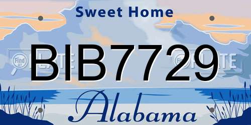 BIB7729 Alabama License Plate