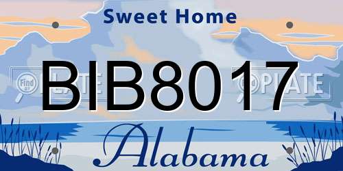 BIB8017 Alabama License Plate