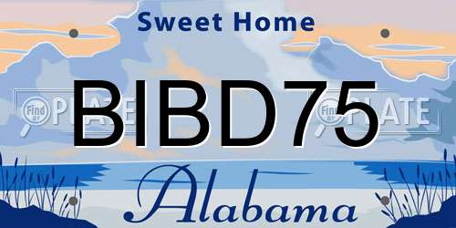 BIBD75 Alabama License Plate