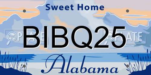 BIBQ25 Alabama License Plate