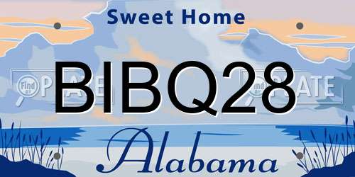 BIBQ28 Alabama License Plate