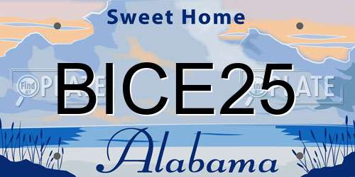 BICE25 Alabama License Plate