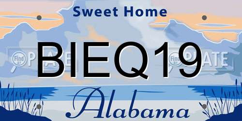 BIEQ19 Alabama License Plate