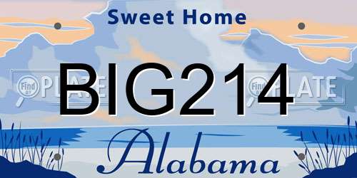 BIG214 Alabama License Plate