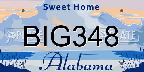 BIG348 Alabama License Plate