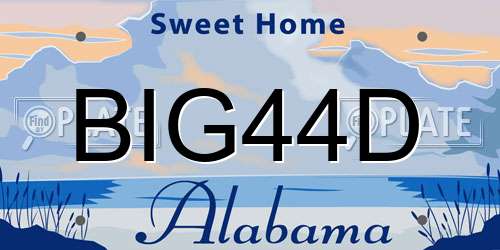 BIG44D Alabama License Plate