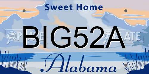 BIG52A Alabama License Plate