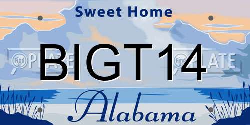 BIGT14 Alabama License Plate