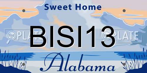 BISI13 Alabama License Plate