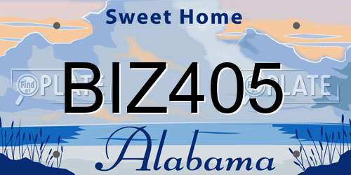 BIZ405 Alabama License Plate