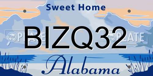 BIZQ32 Alabama License Plate