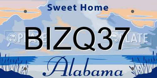 BIZQ37 Alabama License Plate