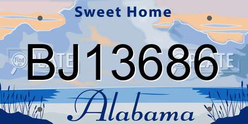 BJ13686 Alabama License Plate
