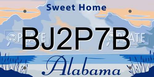 BJ2P7B Alabama License Plate