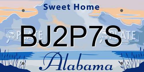 BJ2P7S Alabama License Plate