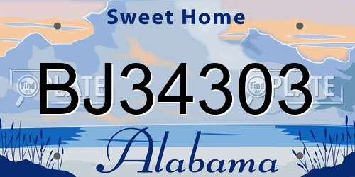 BJ34303 Alabama License Plate