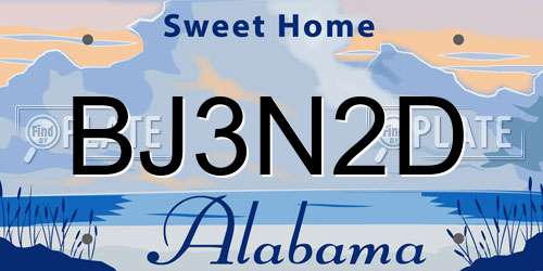 BJ3N2D Alabama License Plate