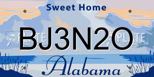 BJ3N2O Alabama License Plate