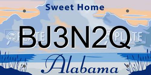 BJ3N2Q Alabama License Plate