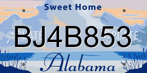 BJ4B853 Alabama License Plate