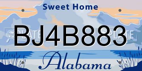 BJ4B883 Alabama License Plate